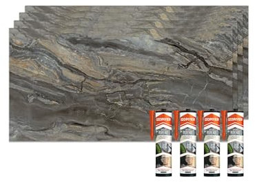 IZODEKOR Marble Effect PVC Wall Panels 60x120 cm, Waterproof Bathroom Wall Panels 3mm Thick, Decorative PVC Wall Cladding for Bathroom, Kitchen and Wet Area, Easy Installation - Smoky Brown