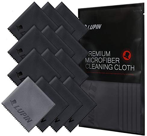 Ringke Lupin Microfiber Cleaning Cloths, 13 Pack Premium Ultra Lint Polishing Cloth Designed for Cell Phone, Tablets, Laptops, iPad, Glasses, Auto Detail, TV Screens & Other Surfaces - Black