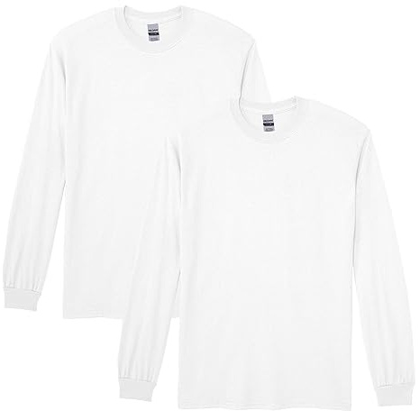 Gildan Adult DryBlend Long Sleeve T-Shirt, Style G8400, 2-Pack, White, Large
