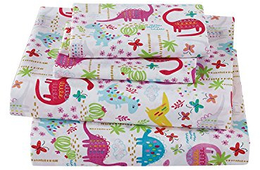 Linen Plus Sheet Set for Girls Dinosaur Pink White Red Purple Yellow Dinosaurs Jurassic Flat Sheet Fitted Sheet and Pillow Cases Queen Size New