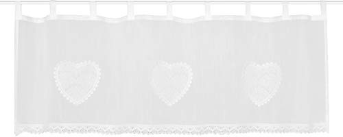 HOME WOHNIDEEN Corazon 52417-0101 Rideau Brise-bise en Batiste avec Bordure en Crochet 30 x 90 cm (h x l) : 30 x 90 cm Blanc