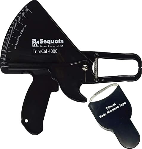 Sequoia Fitness Trimcal 4000 Caliper de graisse corporelle avec bande de mesure du corps et tableau des% de graisse (noir et noir)