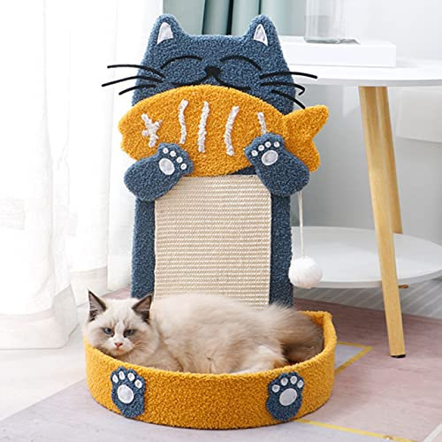 Sisal-Katzenkratzer in Katzenform, Interaktives Sisalseil, Bunt, Lustiger Kratzbaum, Katzenkratzspielzeug, Haustier-Kätzchenspielzeug, Lustiger Katzenkratzer für Den Innenbereich,(Bodenmodel)