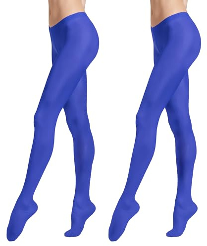 Carnavalife 2 Pares Medias Opacas para Mujer en Color Liso, Leggings Pantalones Elástico de Microfibra, Pantimedias de Soporte para Otoño y Invierno (Azul Oscuro)