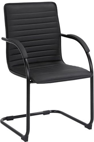 CLP Silla de Visita Tira Polipiel I Silla basculante con Asiento tapizado Color:Negro/Negro
