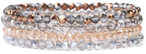 GoPaw Damen Kristall Perlen Armband, Mehrschichtiges Steine Armband, Damen Kristall Perlen Armbänder,Paar/Freundschafts/Partner Armbänder (Transparentes Gold)