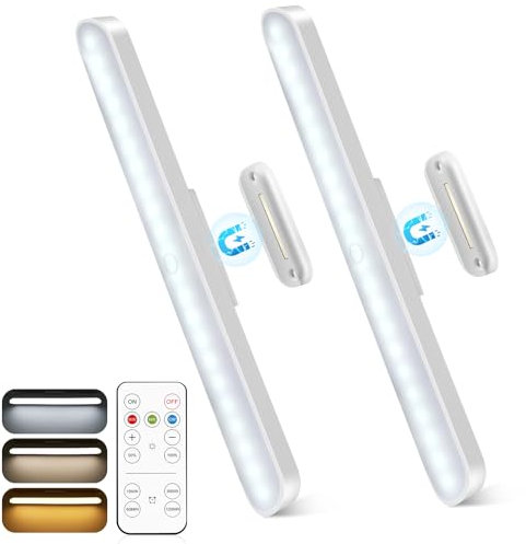 Wiederaufladbare LED Unterbauleuchte Küche, 2 Stück Kabellose LED Lichtleiste, Dimmbar mit Fernbedienung, 2500mAh, Ideal für Schreibtische, Schränke, Küchen und Schlafzimmer