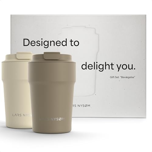 LARS NYSØM Thermo Kaffeebecher to go Geschenkset - 2 x 380ml Thermobecher für Kaffee & Tee - Das auslaufsichere Coffee Mug Gift Set kommt in ansprechender Geschenkbox