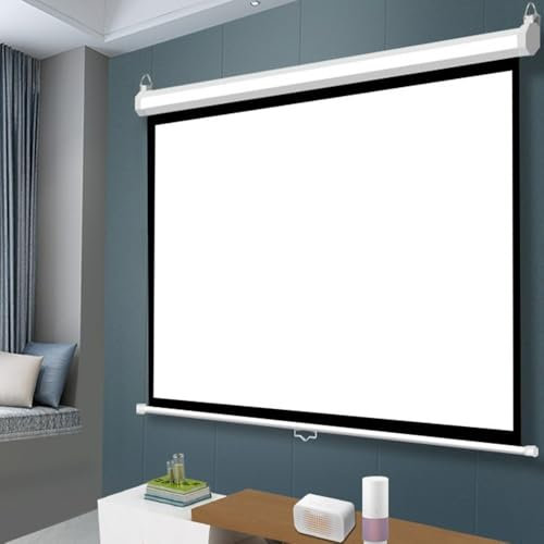 KPEGAXS 72inch Manual Pull Down Projector Screen HD Movie Screen Home Theater Projection Screen Roll Up Projector Curtain For Movie Nights(60inch(152cm))