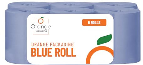 Orange Supplies Eco Blue Rolls Centrefeed 2 Ply Embossed Blue Roll - Paper Towel Tissue - Commercial & Kitchen - Centrefeed Hand Towels (6, Rolls)