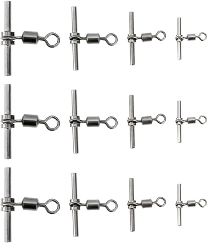 LT Easiyl 40 Pezzi Girelle A Cricchetto Per La Pesca A Croce Girelle Da Pesca In Ottone A Forma Di T A 3 Vie Per Impianti Di Acqua Dolce E Salata (misura 3# 5# 7# 10#)