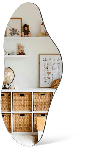 Ymahizax Asymmetrischer Spiegel, 98 x 45cm groß Wandspiegel für Das Badezimmer flur Schminken Ankleiden Wandspiegel schwarz DekorativerSpiegel für Wohnzimmer Schlafzimmer