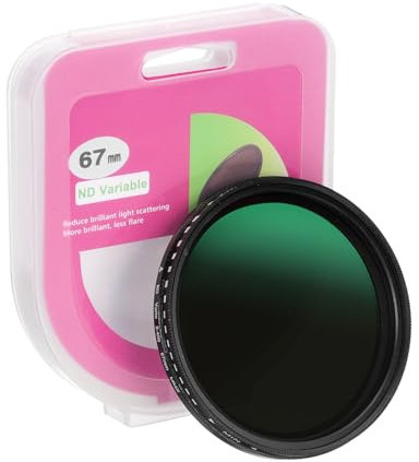 PATIKIL 67 mm ND-filter, variabel ND-lins ND2-ND400 justerbart neutralt densitetsfilter smalt optiskt glas med lock för kameralins video vlog porträtt fotografi, svart