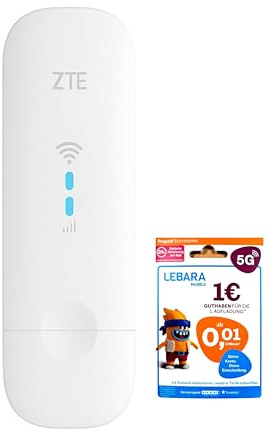 ZTE MF79U Wingle CAT4-4G entsperrtes WLAN-USB-Modem, kostengünstiges Reise-WLAN, 150 Mbit/s, Externe Antennenanschlüsse, Weiß inklusive Lebara SIM-Karte