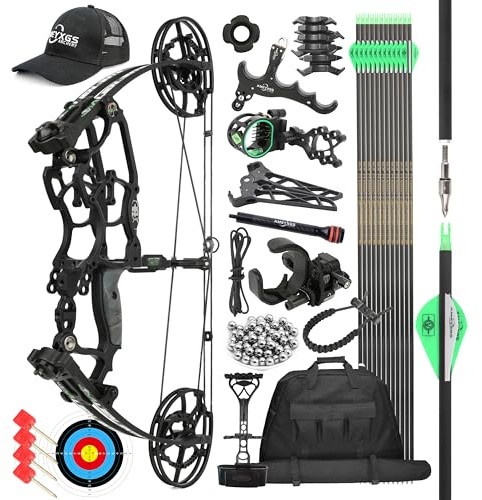 surwolf 17 kit arco compound, 30~70lbs regolabile, arco steelball, doppio uso arco da caccia,RH&LH, può sparare freccia e palla d'acciaio, per tiro con l'arco da caccia (nero-set)