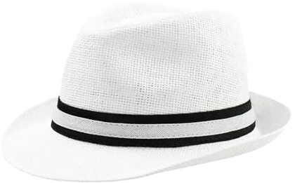 Sombrero Panamá Unisex de Paja para Verano, Transpirable con Banda Decorativa, Protección Solar para Playa, Vacaciones, Viajes, Festival y Uso Diario