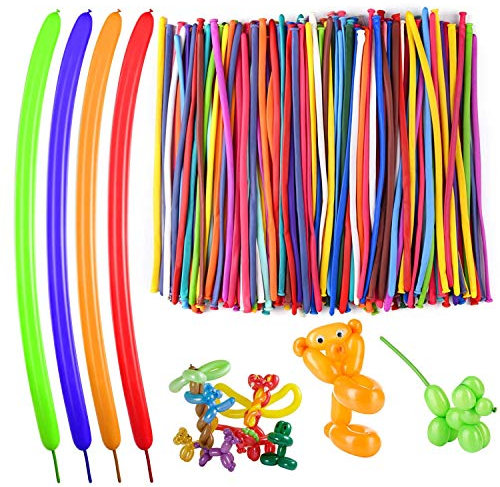 SHATCHI 100pcs Modelling Balloons Twisting Large Mixed Coloured Art Craft Kit For Kids Birthday Party Decorations Bag Filler, Multicolour, 25cm