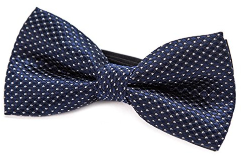 DonDon Papillon Uomo a pois d'argento con gancio blu scuro - già annodato e regolabile