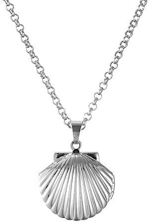 Ouran Collar con medallón para mujer, collar con colgante de concha de mar para niñas, collar de gargantilla de cadena larga ajustable, Chapado en oro y plata