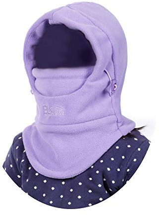 VJOLI Vintermössa, unisex, barn, pojkar, flickor, huvhalsduk, 5-i-1 mössa med varm halsduk, skidor, utomhussport, vintermössa, slip-on-mössa, 4 - 15 år (mörkblå), Ljusviolett, 54/56 cm