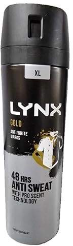 Lynx Men Gold DeodorantBody Spray Antiperspirant with ProScent technology and an oud wood & fresh vanilla scent for 72 hours protection against odour and wetness 200 ml, Pack of 6