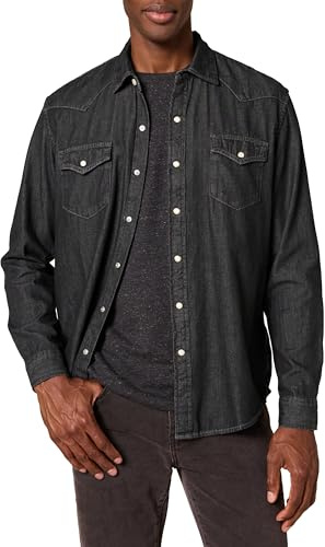 Amazon Essentials Chemise en Jean à Manches Longues Coupe Régulière Homme, Noir, M