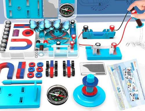 Burnur Esperimenti Elettricità per Bambini dagli 8 ai 16 Anni, Esperimenti Magnetismo Set per Apprendimento del Circuito di Base Elettromagnetismo STEM Lab Fisica Giocattoli Educativi Regalo
