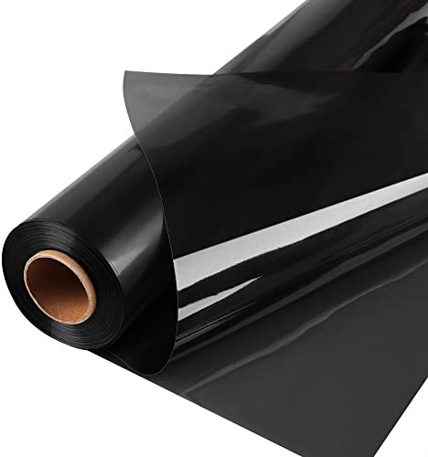 POPGIFTU Rouleau de papier cellophane noir | Déplié 86 cm de large x 30 m de long | 2,3 mm d'épaisseur noir translucide | Cadeaux, paniers, friandises | Décoration colorée en cellophane