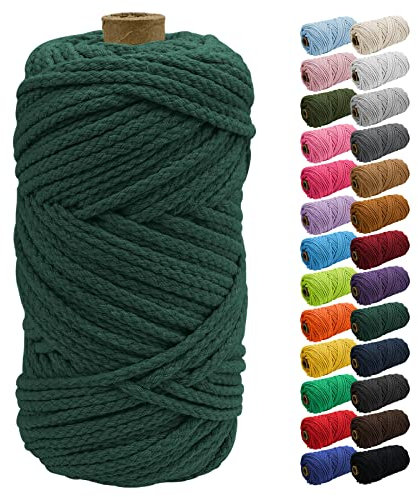 Uiopa Corde Macramé 5mm x 90m Corde Coton Cordelette Naturel Fil Macramé de Tressée DIY pour Cintres de Plantes, Tenture Murale, Attrape-Rêves, Jardin, Projets de Bricolage