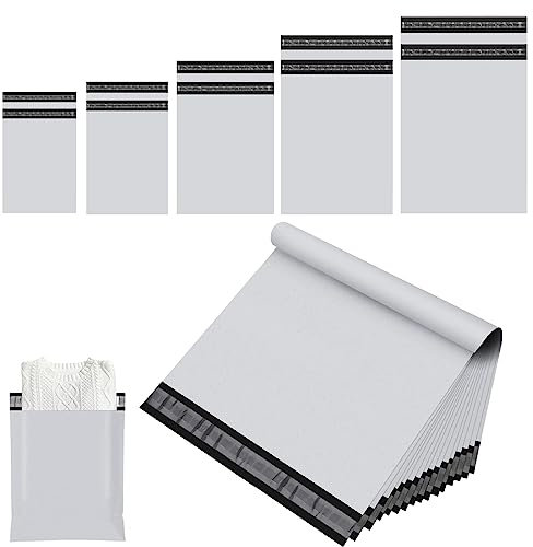 10 pièces Blanc Grandes Enveloppe Plastique Expedition Sacs Postaux Mixte, Autoadhésive Sacs d'expédition en Opaque Imperméable et Indéchirable Hermétiques, Emballage Colis Vetement Chaussures