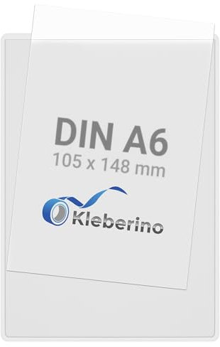 Kleberino KLEBERINO Selbstklebetaschen | Rechtecktaschen transparent | schmale Seite offen | Klarsichthüllen zum kleben (DIN A6 | 20 Stück), (SKT)