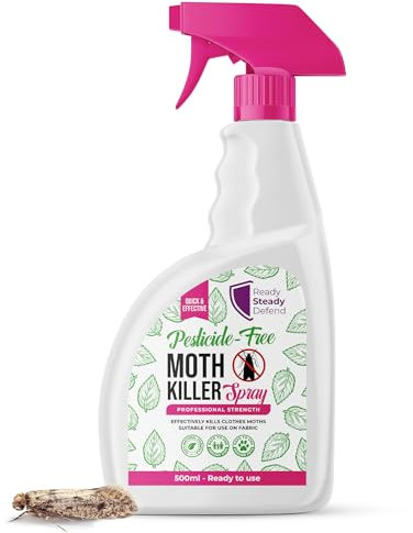 Moth Killer Spray 500ml Repellent Protects Carpets, Clothes & Wardrobes From Moth Infestations | Non Staining & Low Odour | Kills on Contact | Effective & Easy to Use | Plant Based Formula