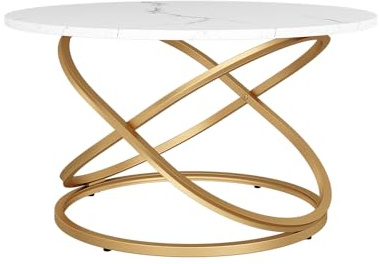 Vicco Tavolino Calgary, Bianco/Oro, 79.5 x 46 cm con ampia superficie di lavoro, da utilizzare come piano d'appoggio o di lavoro nella zona giorno