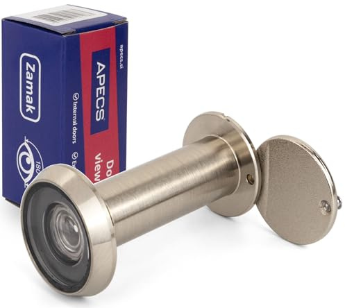 APECS Dörrspion med insynsskydd för dörr 50–90 mm borrhål – Ø 16 mm nickelfärg dörrspionskydd modell 6016/50-90-NIS