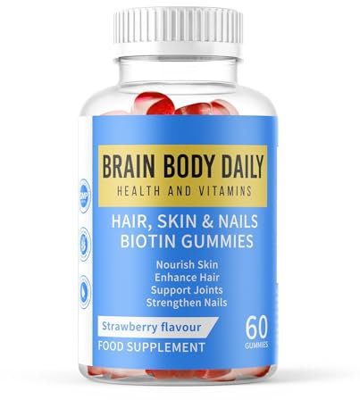 Hair, Skin and Nails Vitamin Gummies with Biotin, Vitamin C and E, Collagen - Biotin Gummies for Hair Growth 60 Gummies. Promotes Thicker Hair, Reduces Breakage, Stronger Nails and Glowing Skin.