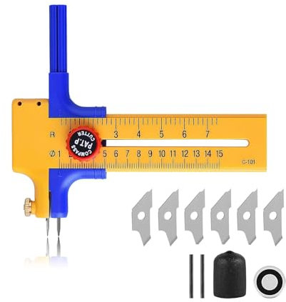 Kreisschneider Papier, Kreissschneider aus Kunststoff, Zirkelschneider von 1-15cm zum Schneiden, zum Schneiden von Papierkarton Leder, Rundschneider aus Kunststoff und Messing
