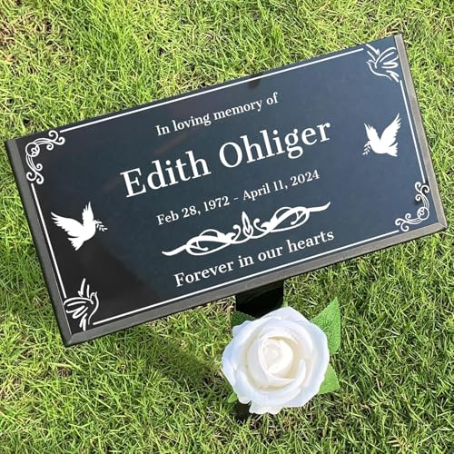 KEMAYUN Custom Headstones for Graves Memorial Stone Personalized Temporary Grave Marker for Cemetery for Humans Tombstones for Grave Stones for Outdoors (Style 1)