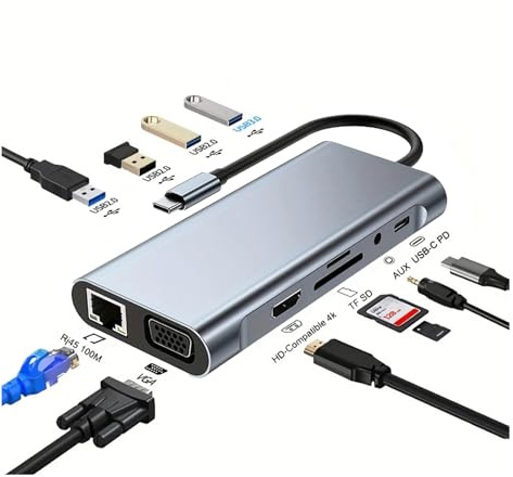 11-i-1 USB C-dockningsstation USB C HUB 4K 30Hz typ C till HDMI-adapter USB typ C hubbar USB-splitter för PC bärbar dator MacBook Pro