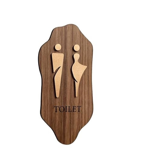 Toalettskylt träskylt toalett herr och dam toalett skylt hotell WC toalett väggklistermärke badrum instruktion skylt heminredning för kontor hotell (3,25 x 12 cm)
