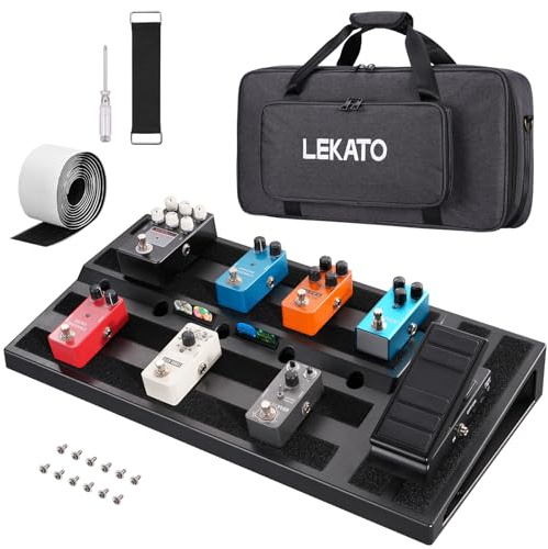 LEKATO Pedalera de guitarra con bolsa, gran espacio para múltiples efectos, diseño duradero y portátil para músicos, 55.9 x 27.9 x 7 cm
