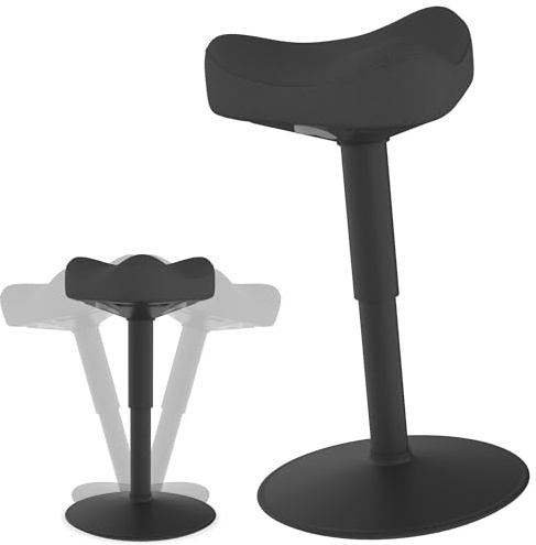 Suusolny Sgabello ergonomico con effetto oscillante triangolare da ufficio, sgabello da lavoro, antiscivolo, ergonomico, regolabile in altezza da 47 a 65 cm, colore nero