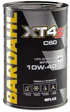 Bardahl - XT4-S C60 10W-40 - Olio 100% Sintetico per Moto 4 Tempi, Lubrificante Racing per Impiego Sportivo, per Massime Prestazioni, 1 L