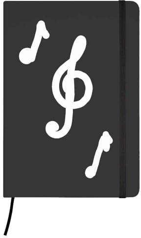 Azeeda 'Three Music Symbols' Ruled Notebook - Black, A5 (NB00074266)