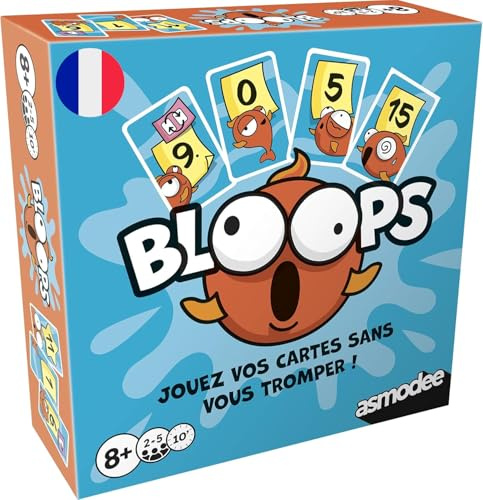 Asmodee - BLOOPS - Jeu de Cartes de Mémoire & Stratégie | Jeu d’Ambiance Famille et Enfants dès 8 Ans – Party Game Rapide & Fun pour Soirée – 10 Min - 2 à 5 Joueurs - Version FR
