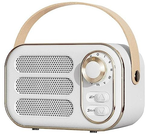 puhae Retro Speaker 360 Stereo Effect Bluetooth Mini Speaker Vintage Radio Home Decor Sound Box for Outdoor White