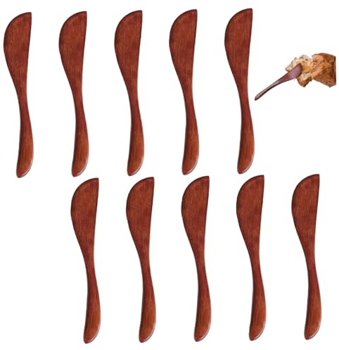 10-pack smörkniv i trä 15 cm slät polerad smörspridare för ost, sylt – perfekt för kök, restaurang, camping och fester