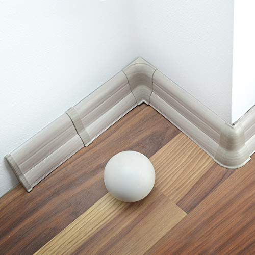 DQ-PP 10m Sockelleisten 62mm PVC Esche grau Laminatleisten Fussleisten aus Kunststoff PVC Dekore
