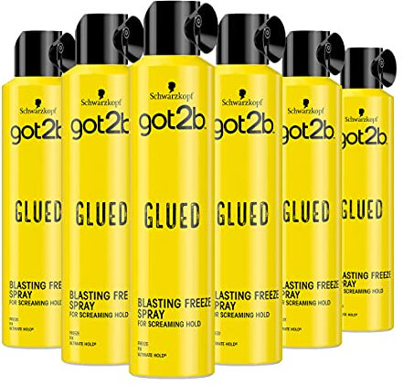Schwarzkopf got2b Glued Blasting Freeze Spray, Strong Hold Hairspray for Up to 72 Hours, Vegan, Silicone Free, 500 ml - Pack of 6