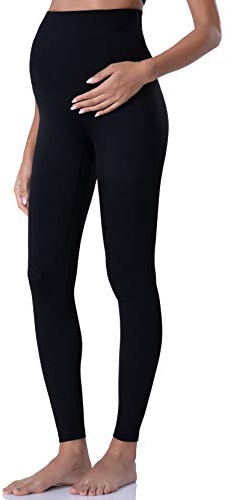 POSHDIVAH Women's Maternity Leggings Over The Belly Pregnancy Yoga Pants Active Wear Workout Leggings Black Medium