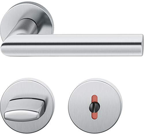 FSB Drückergarnitur 12 1076 ASL auf Rosette WC DIN, Edelstahl matt